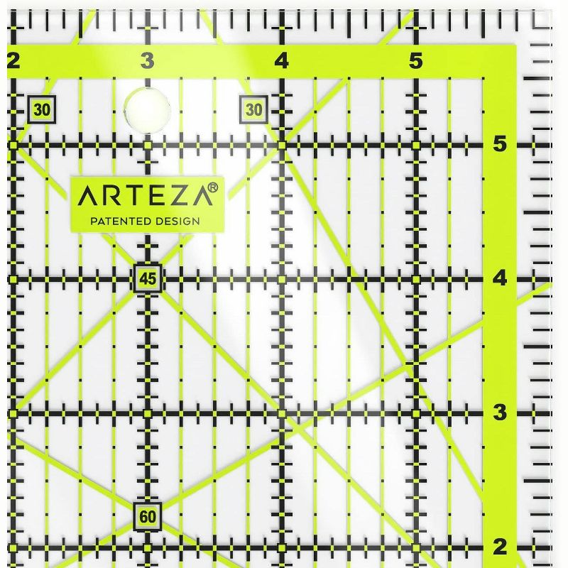Arteza Quilter Ruler, Acrylic, 6"x6", 2 of 4
