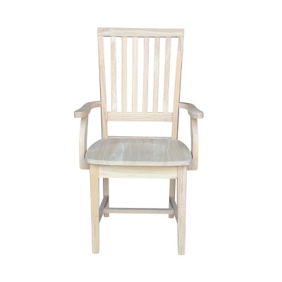 Traditional High-Back Unfinished Parawood Mission Arm Chair