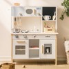 ROBOTIME Play Food and Toy Kitchens, Wooden Kitchen Playset with Cookware Accessories and Plenty of Play Features for Toddlers, Beige, 23.8"*11"*36.2" - 2 of 4