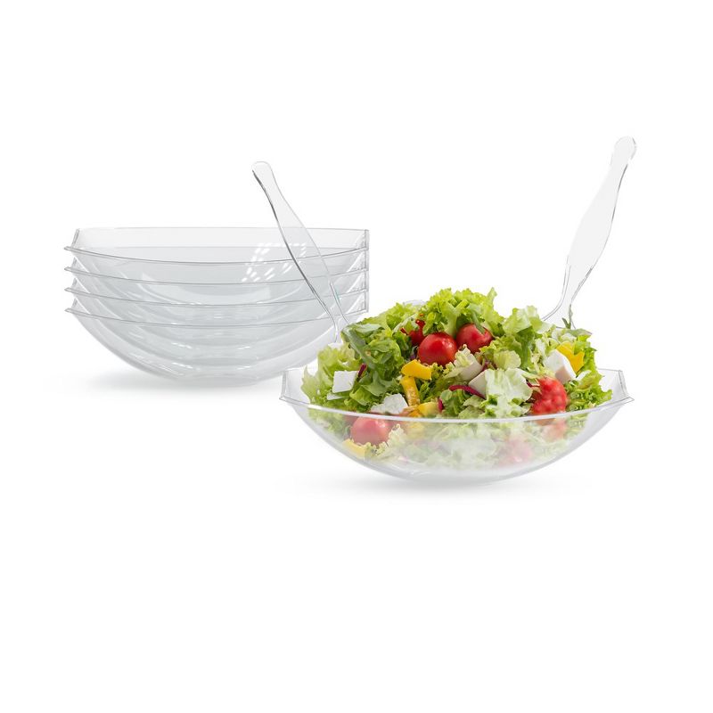 Crown Display 8 Pack Disposable Salad Serving Bowl Oval Stadium Bowl - Plastic Bowl Stadium Oval Chips Dips and Snack Bowl, 1 of 10