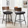 Bekrvio 29" Counter Height Swivel Bar Stools Set of 2/3 - Upholstered Faux Leather, Wood Backs & Metal Legs, Counter Stools for Kitchen Island - 3 of 4