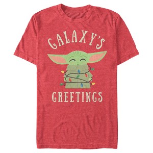 Men's Star Wars The Mandalorian Christmas The Child Greetings T-Shirt - 1 of 4