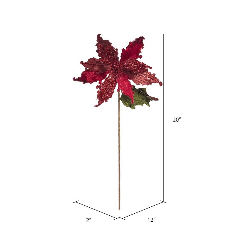 Vickerman 20" Pointed Pearl Poinsettia Aritificial Christmas Stem, 3 of 5
