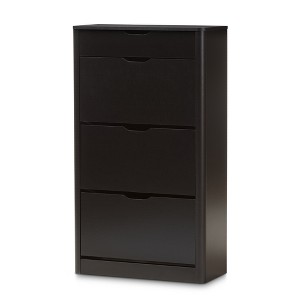 Cayla Modern and Contemporary Wood Shoe Cabinet: Entryway Storage, 12 Pairs - Baxton Studio - 1 of 4