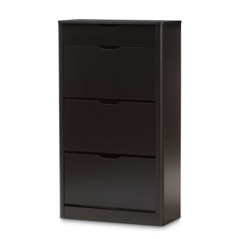 Cayla Modern and Contemporary Wood Shoe Cabinet - Black - Baxton Studio, 1 of 10