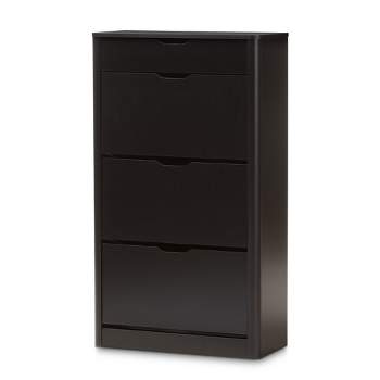 Cayla Modern and Contemporary Wood Shoe Cabinet - Black - Baxton Studio
