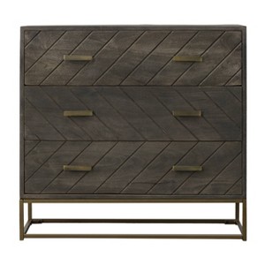 30" 3 Drawer Mango Wood Storage Chest with Tubular Metal Base Gray - The Urban Port: Modern Accent Cabinet, No Doors - 1 of 4