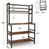 YONWAY 5-Tier Industrial Style Baking Rack With 3 lower Shelves,2 Upper Storage Racks And Hooks Sturdy And Durable For Coffee Bar & Microwave Storage - 3 of 4
