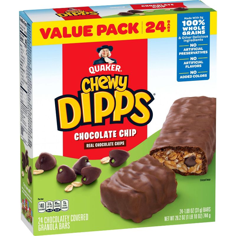 Quaker Chewy Dipps Chocolate Chip Granola Bars - 26.2oz/24ct, 1 of 7