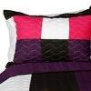 Slickblue Full/Queen Quilt Set, 100% TC Fabric, Vermicelli Quilted Patchwork, Checkered, 3pc - 3 of 4