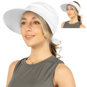 SUN CUBE Women Sun Hat for Outdoor UV Protection, Wide Brim Sun Hat Ponytail, Convertible Zip-Off Beach Hat Visor - 1 of 4