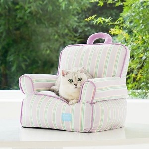 ZEZE Striped Cooling Pet Sofa Bed-Purple - 1 of 4