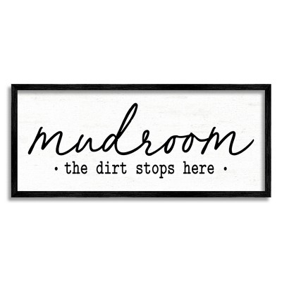 Stupell Industries Dirt Stops Here Mudroom Framed Giclee Art, 13 x 30