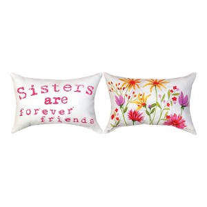 Polyester Word Pillow SISTERS ARE FOREVER – 12.5x8 Inch Decor by Manual Woodworkers and Weavers - 1 of 3