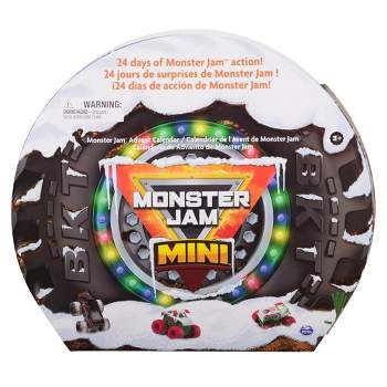 Monster Jam Mini Holiday Advent Calendar, 24 Days of Mini Monster Trucks and Accessories, 1:87 Scale, Kids Toys for Boys and Girls Ages 3 and up