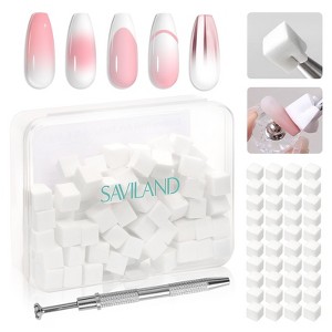 Saviland 100-Piece Gradient Sponge Kit: Ombre Nail Sponges w/ Silicone Gripper - White Reusable Pro-Grade Essentials. - 1 of 4