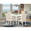 HomeStock 5-Pc Linen white Solid Wood Top - Round Dining Room Set - Seats 4 - 2 of 4