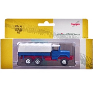 Am General M54 6X6 5/10 Ton Truck Blue with White Top 1/87 (HO) Plastic Model Car by Promotex - 1 of 1