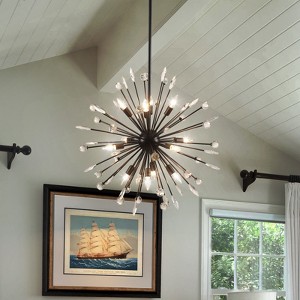 LLHZSY 8/12-Light Modern Black Sputnik Pendant Starburst Firework Crystal Chandelier - W26.77"/31.49" - 1 of 4