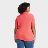Women's Short Sleeve Ribbed Polo Shirt - Ava & Viv™ - 2 of 3