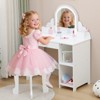 COZONY Kids Vanity with Mirror & Stool, Adjustable Brightness, Storage Drawer & Shelves, for Girls Ages 3–9 - 4 of 4