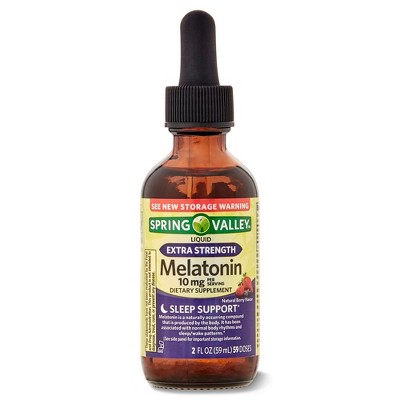 Spring Valley Liquid Melatonin 10mg, 2 fl oz – Sleep Support, Gluten-Free, Kosher, No Artificial Colors or Flavors