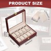 Unique Bargains Wooden Glass Cover Removable Watch Pillow Watch Storage Box - 2 of 4