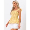 INSPIRE CHIC Women's Summer Square Neck Sleeveless Plaid Gingham Peplum Top - 4 of 4