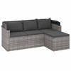 vidaXL 3-Seater Patio Sofa Set with Adjustable Roof, Footstool & Poly Rattan Finish in Gray - Weather-Resistant Outdoor Lounger - 4 of 4