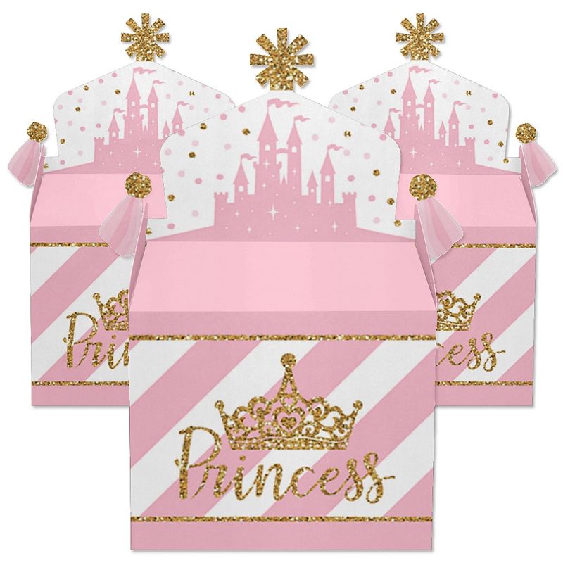Big Dot of Happiness Little Princess Crown - Treat Box Party Favors - Pink and Gold Baby Shower or Birthday Party Goodie Gable Boxes - Set of 12, 3 of 10