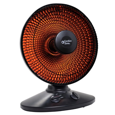 Comfort Zone 1500 Watt Electric Oscillating And Adjustable Tilt Radiant  Dish Heater Cz998 Black : Target