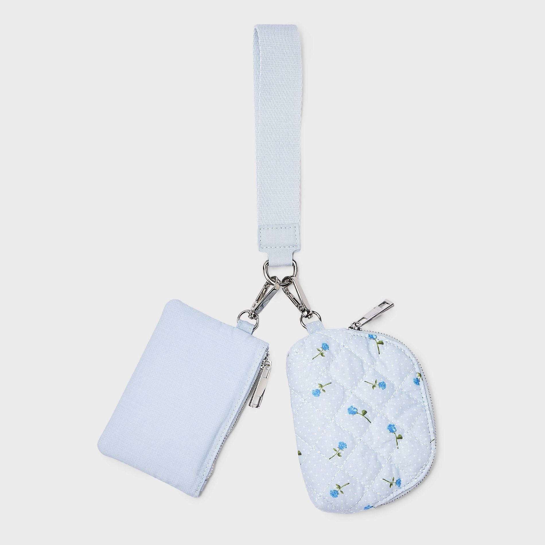 Girls' Floral Printed Quilted Wristlet Pouch - Cat & Jack™ Blue