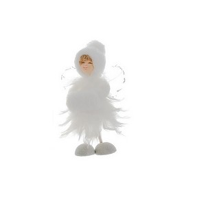 Allstate Floral 7" Ice Palace Vintage-Style White Glittered Feather Fairy with Muff Christmas Table Top Decoration - 1 of 1