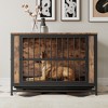 Gulches Rustic Brown Wooden Dog Crate Table with Sliding Doors - 4 of 4
