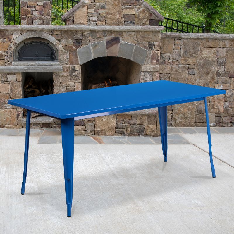 Flash Furniture Commercial Grade 31.5" x 63" Rectangular Metal Indoor-Outdoor Table, 2 of 3