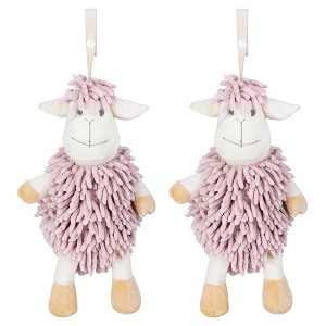 REGALWOVEN Cute Sheep Chenille Soft Absorbent Quick Drying Fuzzy Ball Hand Towel 9" x 13" 2 Pcs - 1 of 4