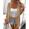 Womens Lightweight Crochet Cardigan Sweater Rib Knit Open Front Mesh Cardigan Sweater Coats - 4 of 4
