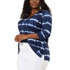 Agnes Orinda Women's Plus Size Tie Dye 3/4 Sleeve Side Slit V Neck Trendy Spring Tops - 2 of 4