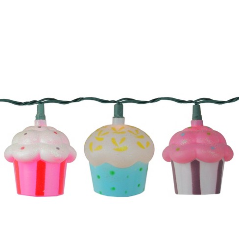 Kurt S Adler 5ct Mini Glittered Cupcake Novelty String Lights