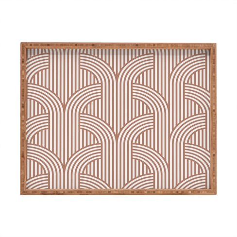 Marta Barragan Camarasa Terracotta retro lines Rectangular Bamboo Tray - Deny Designs - image 1 of 2