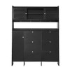 Okak Shoe Cabinet, Shoe Organizer with 6 Panel Flip Drawers, 3 Doors and Hanger, Freestanding Shoe Rack for Entryway, Living Room, Black - 4 of 4