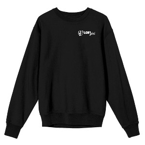 Lofi Girl - White Logo text and Logo Icon of Lofi Girl on Black Adult Crew Neck Sweatshirt - 1 of 3