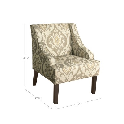 Natural Raffia Stripe Wood Classic Swoop Accent Armchair