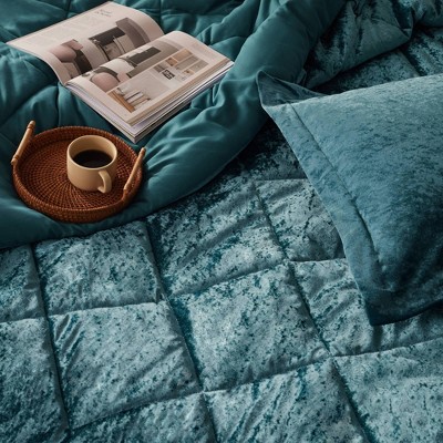 Intelligent Design Alyssa Velvet Quilted Diamond Ultra Soft Comforter Set - Thumbnail 3