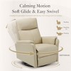 Swivel Rocking Recliner - Leather, Footrest, Ergonomic High Back, Wide Seat Cushion, Metal Base – Ideal for Living Room, Nursery, Office. - 3 of 4
