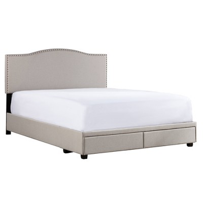 Sophisticated Fog Gray King Upholstered Bed with Storage and Nailhead Trim