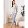 INSPIRE CHIC Women's Lounge Set Cotton Striped Dot Strawberry Print  Long Sleeve Round Neck Cute Pattern Pants Set Sleepwear - 2 of 4