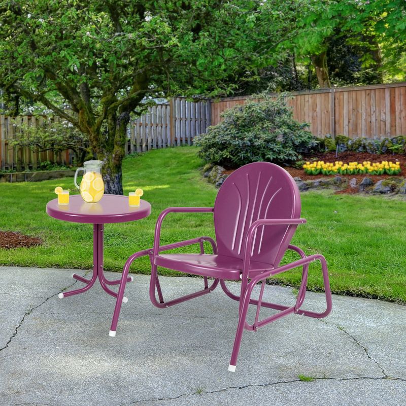 Northlight Outdoor Retro Metal Tulip Glider Patio Chair, Purple, 2 of 6