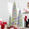 Whisen 8FT, 6FT, 4FT x 3 Pre-Lit Pencil Christmas Trees with Snow Flocking, 1820 Branch Tips, 350 LED Lights, 11 Lighting Modes - 3 of 4