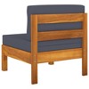 vidaXL Middle Sofa with Dark Gray Cushions Solid Acacia Wood - 4 of 4